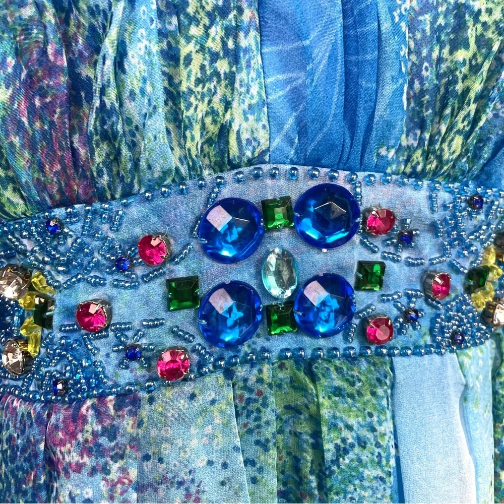 Y2k Fairy Blue Flowy Halter Dress - Picture 5 of 6